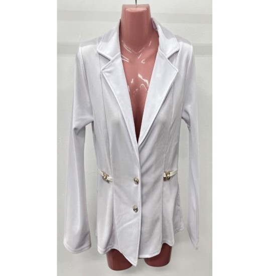 White Blazer with Gold Rose Buttons and Ribbon Polyester Spandex Windproof ELEGANT Knitted Womens Suits & Tuxedo