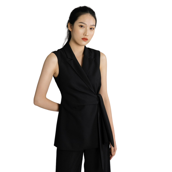 WHOLESALE PRICE HIGH QUALITY SIDE TIED SATIN SLEEVELESS WAISTCOAT BLAZER/JACKET BY NAM&CO BRAND