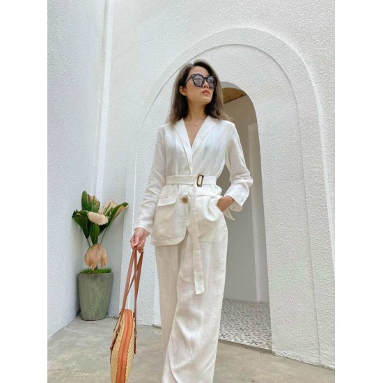 2023 new fashion womens suits & tuxedo blazer and long pant Set white casual women office lady suit