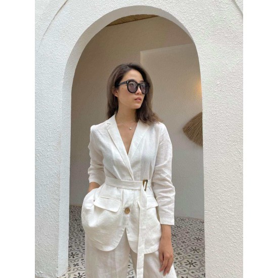 2023 new fashion womens suits & tuxedo blazer and long pant Set white casual women office lady suit