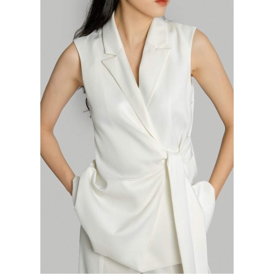 WHOLESALE PRICE HIGH QUALITY SIDE TIED SATIN SLEEVELESS WAISTCOAT BLAZER/JACKET BY NAM&CO BRAND