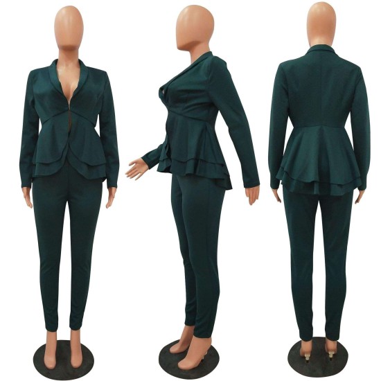 Womens Autumn Casual Suits & Tuxedo Sexy Ladies Business 2 Piece Outfits Women Long Sleeve Blazer with Pants Elegant Sets