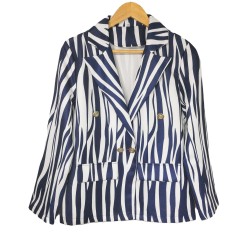 Womens suit jacket zebra-print double-breasted lapel commuter coat 2023