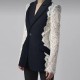 2023 new autumn top womens fashion chic stitching lace long sleeve retro temperament suit jacket