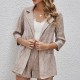 2022 factory custom suit striped button pocket shorts office casual womens suit solid color slim womens suit