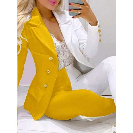 Blazer De Mujer 2022 Feminine Blazer Femme Avec Pantalon Ladies Formal Suits Blazer And Pants Set Print Womens Suits & Tuxedo