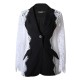 2023 new autumn top womens fashion chic stitching lace long sleeve retro temperament suit jacket