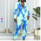 2022 Womens Clothing Suits Tie-Dye Double Breasted Formal Print Two Piece Suit Set Lady Style Work Wear Office Long Pant Suit