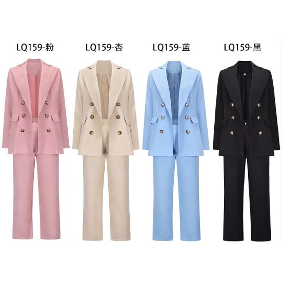 fall 2 piece casual long suit women lady wide leg cropped trouser two piece pants blazer set for women