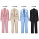 fall 2 piece casual long suit women lady wide leg cropped trouser two piece pants blazer set for women