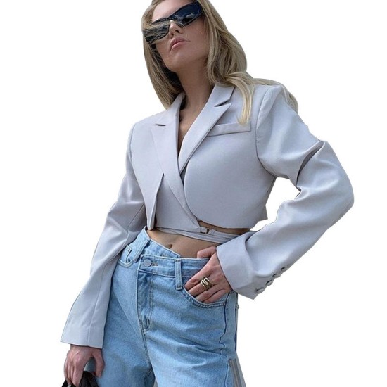 Spring Autumn New Double Layer Short Coat Sexy Long Sleeve Slim Cocktail Womens Suits