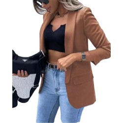 Undefined Fashionable womens Plaid leisure long sleeve Lapel office suit slim elegant coat womens suit