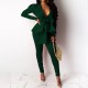 2023 2-piece womens fashion suit jacket with pants deep V Long sleeve slim peplum skirt business suitPopular