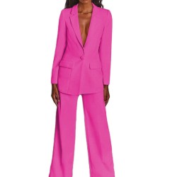 Customized Colorful Neon Rose Red Yellow Royal Blue Fashion Lady Casual Blazer 2 Pieces Sets Women Pants Tuxedo Business Suits