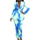 2022 Womens Clothing Suits Tie-Dye Double Breasted Formal Print Two Piece Suit Set Lady Style Work Wear Office Long Pant Suit