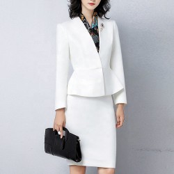 Suit Manufacturer Custom Office Ladies Dress Blazer Suit Bank Teacher Career Work Uniforms White Womens Suits & Tuxedo