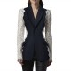 2023 new autumn top womens fashion chic stitching lace long sleeve retro temperament suit jacket