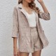 2022 factory custom suit striped button pocket shorts office casual womens suit solid color slim womens suit