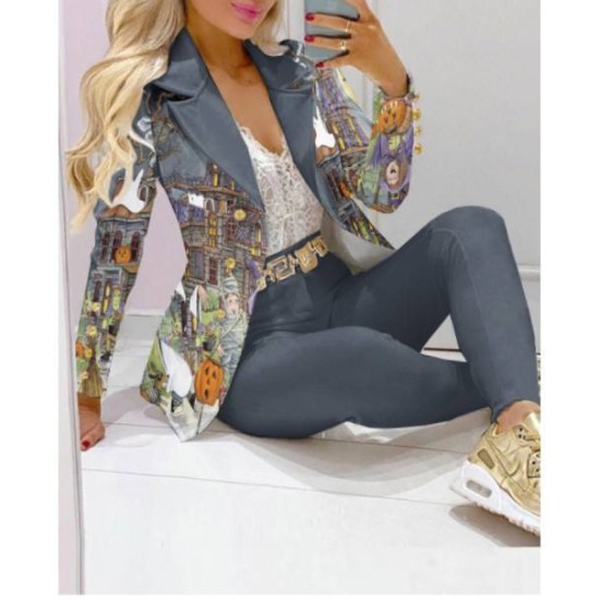 Blazer De Mujer 2022 Feminine Blazer Femme Avec Pantalon Ladies Formal Suits Blazer And Pants Set Print Womens Suits & Tuxedo