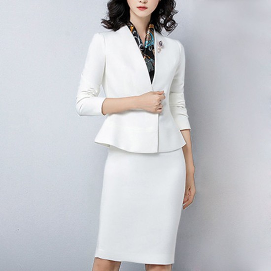 Suit Manufacturer Custom Office Ladies Dress Blazer Suit Bank Teacher Career Work Uniforms White Womens Suits & Tuxedo