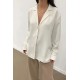 Solid Color Long Sleeve Faux Silk Shirt Blouse Women Blouses Tops Clothing business suit