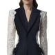 2023 new autumn top womens fashion chic stitching lace long sleeve retro temperament suit jacket