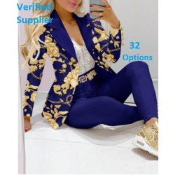 Blazer De Mujer 2022 Feminine Blazer Femme Avec Pantalon Ladies Formal Suits Blazer And Pants Set Print Womens Suits & Tuxedo