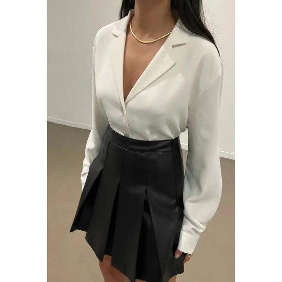 Solid Color Long Sleeve Faux Silk Shirt Blouse Women Blouses Tops Clothing business suit