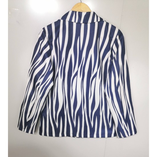 Womens suit jacket zebra-print double-breasted lapel commuter coat 2023